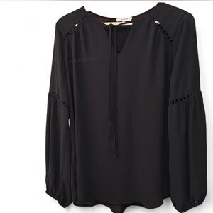 Pleione Black Blouse with Lace Details